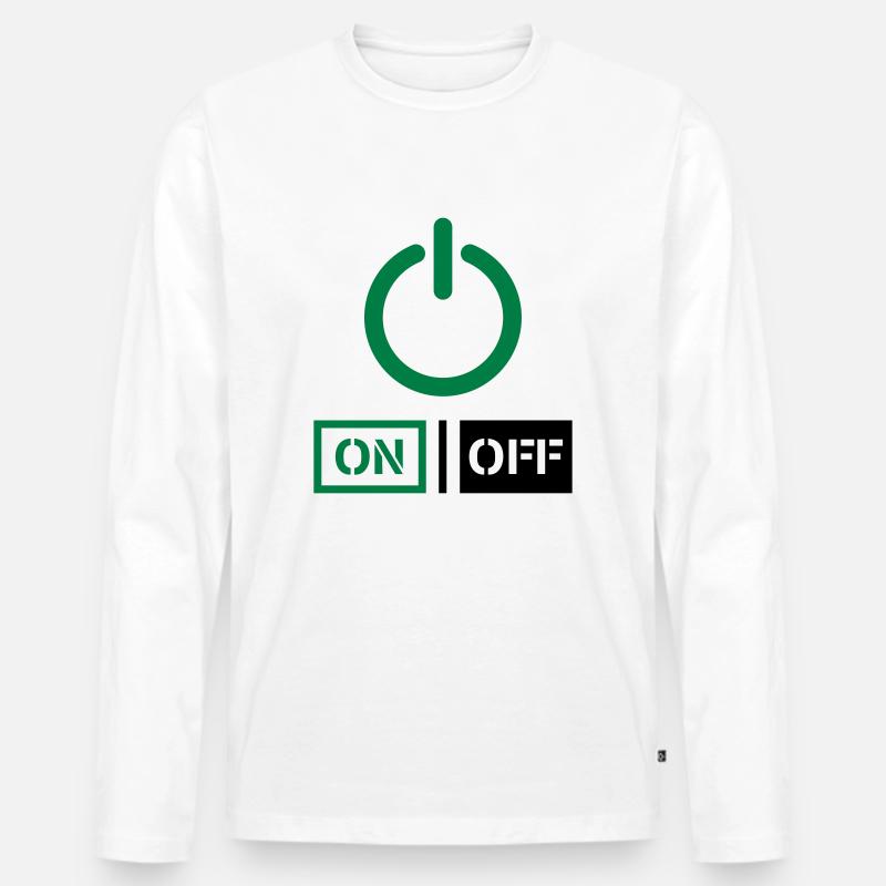 On Off Power Schalter Design - Männer Premium Bio Langarmshirt - Weiß