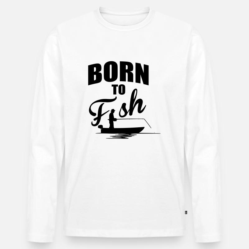 Born to fish - Männer Premium Bio Langarmshirt - Weiß