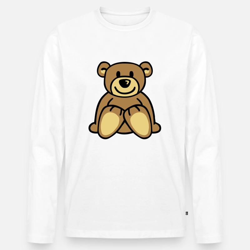 Teddy - Männer Premium Bio Langarmshirt - Weiß