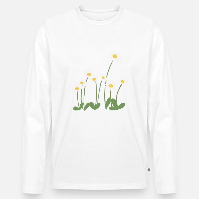 Gänseblümchen auf der Wiese - Männer Premium Bio Langarmshirt - Weiß