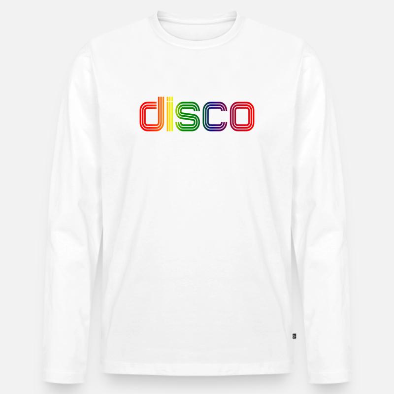 Disco Spectrum Neon Retro - Männer Premium Bio Langarmshirt - Weiß