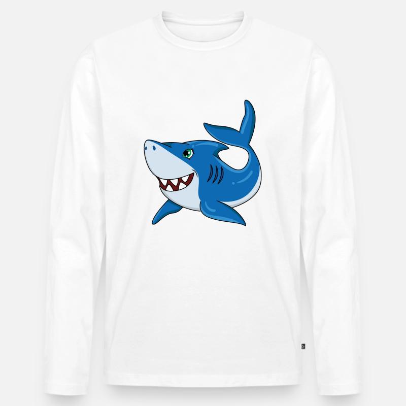 Hai - Männer Premium Bio Langarmshirt - Weiß