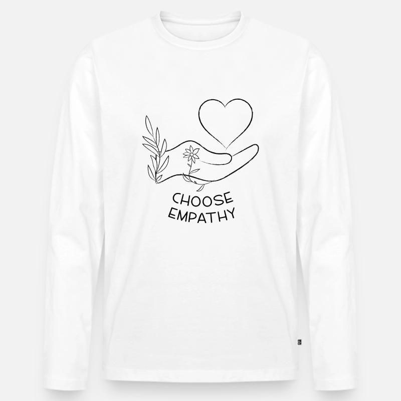 Wählen Sie Empathie-| Line Art Design - Männer Premium Bio Langarmshirt - Weiß