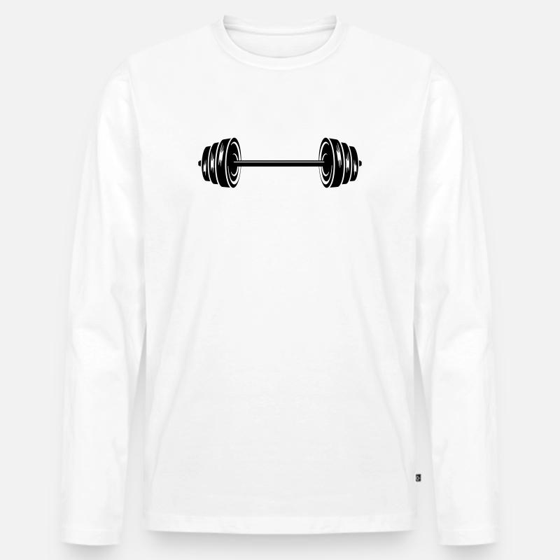 Gewichte Hanteln Scheiben Hantel - Männer Premium Bio Langarmshirt - Weiß