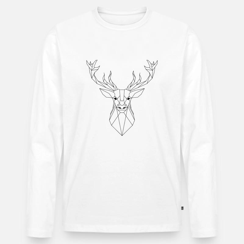 HIRSCH BW - Männer Premium Bio Langarmshirt - Weiß