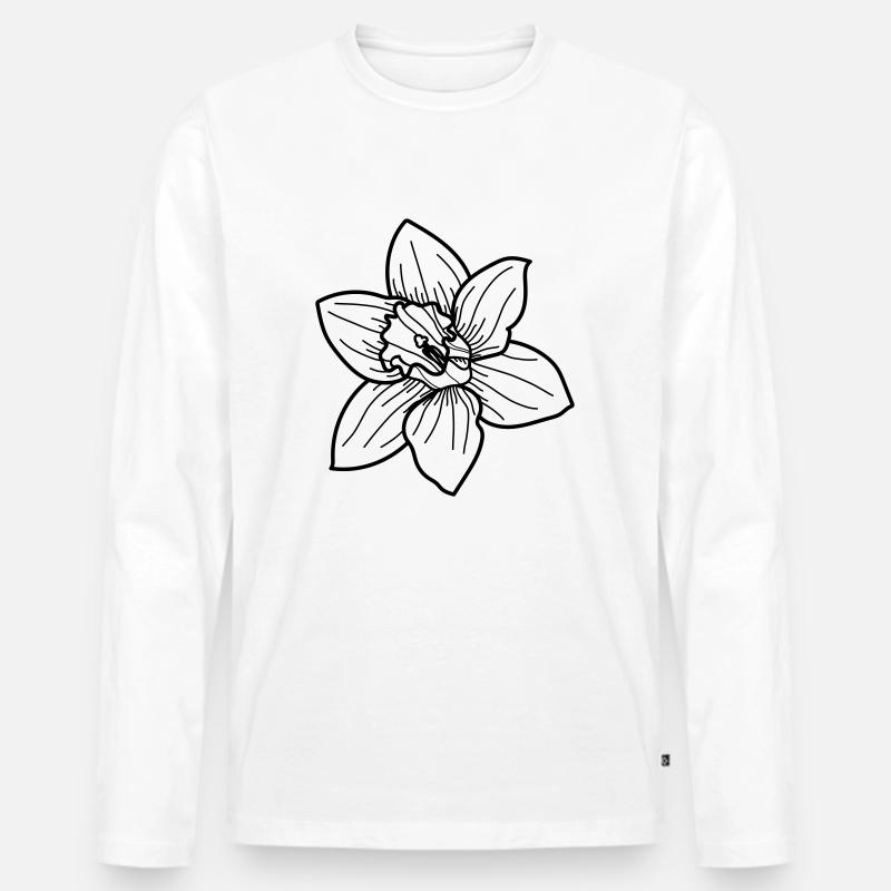 Daffodil flower - Männer Premium Bio Langarmshirt - Weiß