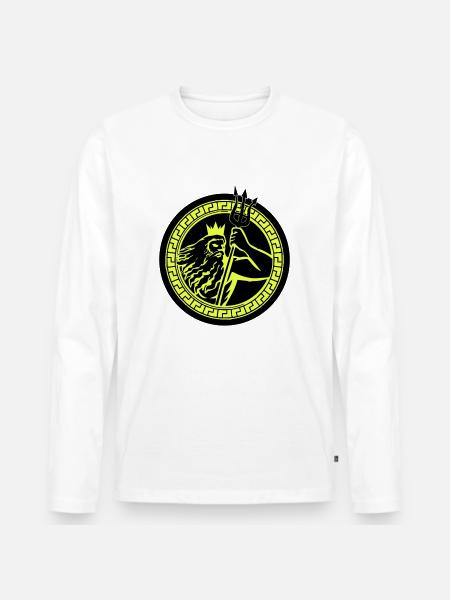 Poseidon Triton - Men's Premium Organic Long Sleeve Shirt - white