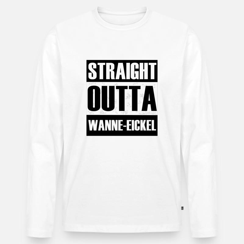 Straight Outta Wanne-Eickel - Männer Premium Bio Langarmshirt - Weiß