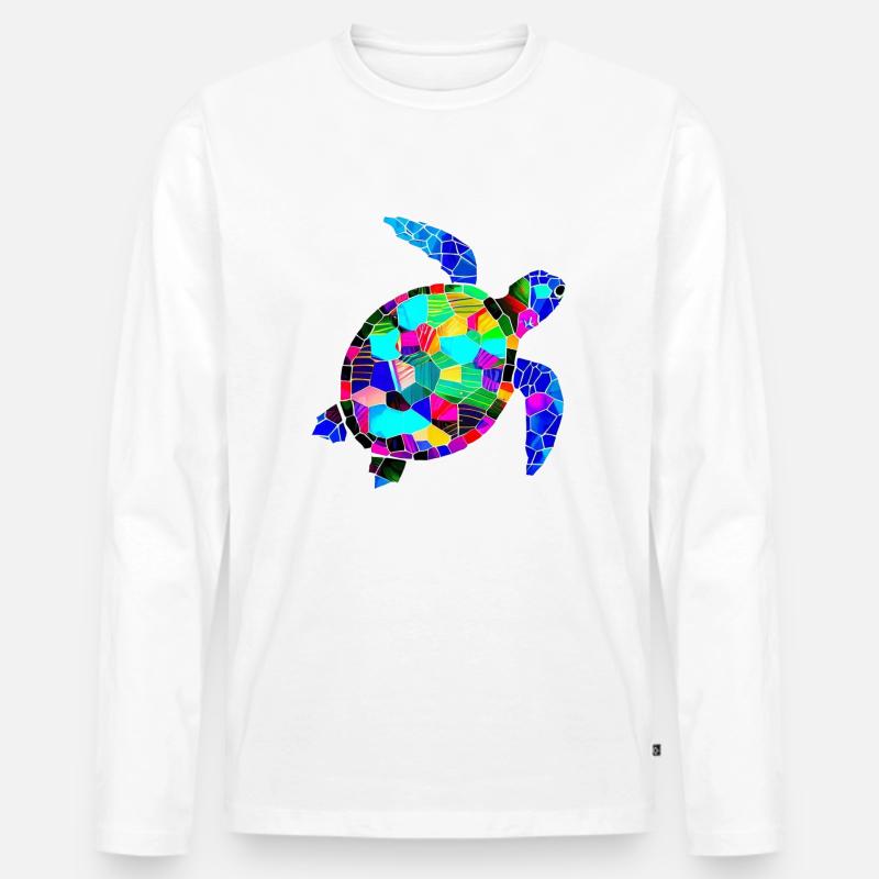 Sea Turtle - Männer Premium Bio Langarmshirt - Weiß