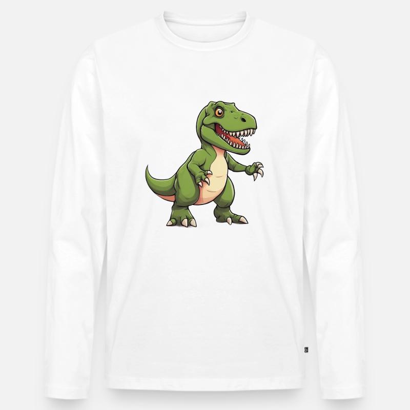 t rex - Männer Premium Bio Langarmshirt - Weiß