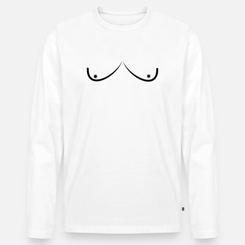 Boobs Tittis - Männer Premium Bio Langarmshirt - Weiß