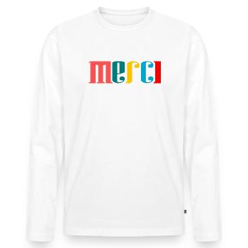 MISTRESS. MASTER. THANK YOU. THANK YOU MISTRESS - Men's Premium Organic Long Sleeve Shirt - white - Front - Nico (187cm)