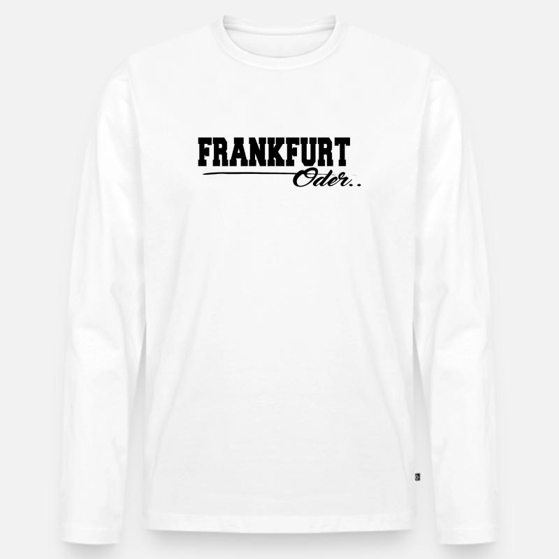Frankfurt Oder Schriftzug - Männer Premium Bio Langarmshirt - Weiß