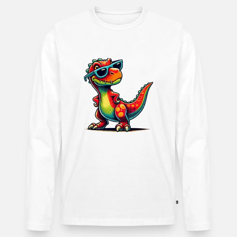 dino comic - Männer Premium Bio Langarmshirt - Weiß