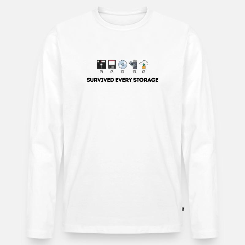 Data Storage Evolution - Tech Icons - Men's Premium Organic Long Sleeve Shirt - white