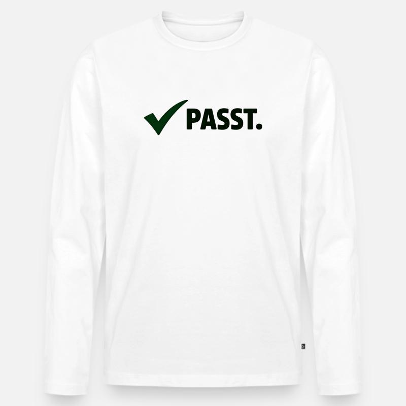 Passt. Minimal Meme Statement T-Shirt - Männer Premium Bio Langarmshirt - Weiß