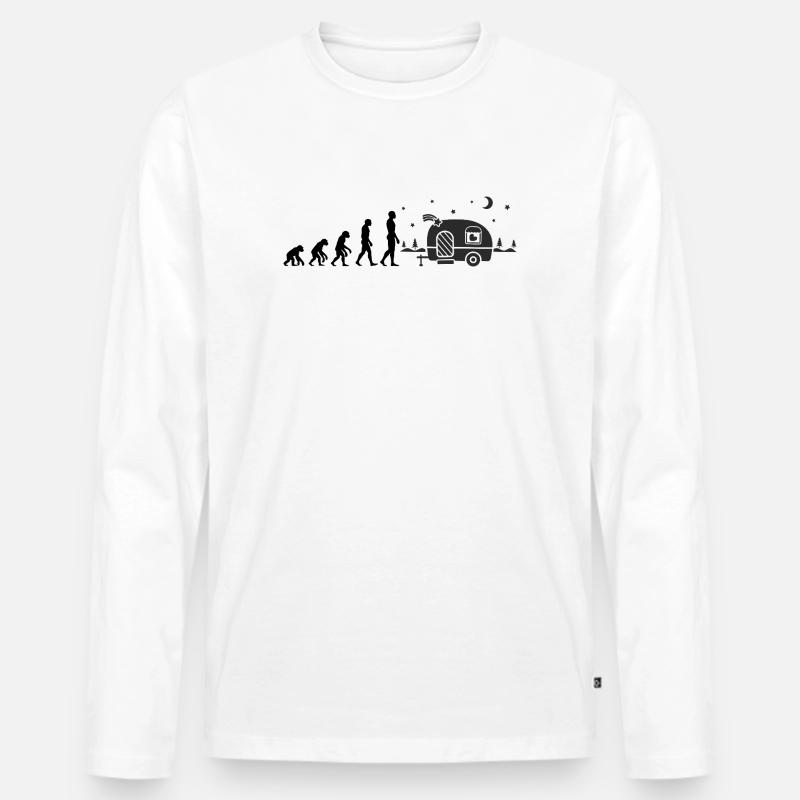 EVOLUTION OF CAMPING! CAMPER WOHNMOBIL VANLIFE - Männer Premium Bio Langarmshirt - Weiß