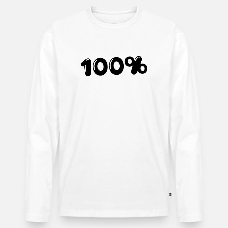 100% - Männer Premium Bio Langarmshirt - Weiß