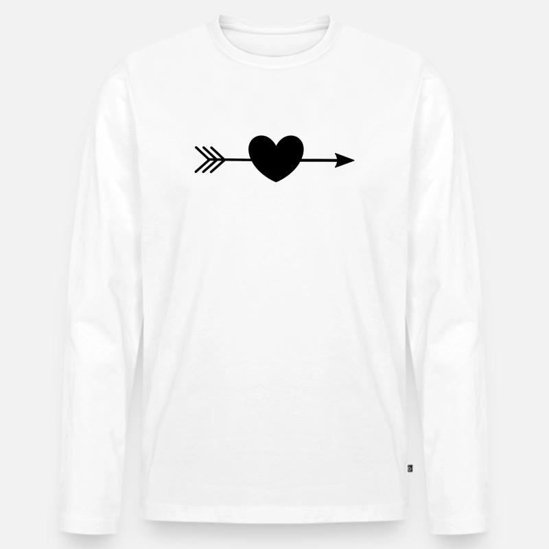 Schwarzes Herz Geschenk - Männer Premium Bio Langarmshirt - Weiß