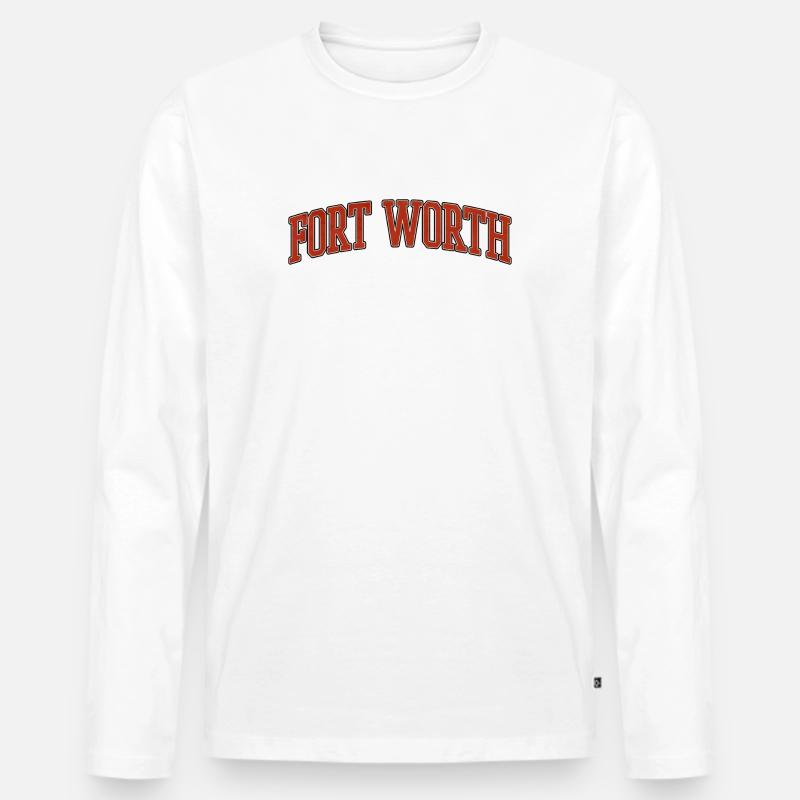 Fort Worth Hochschulbogen - Männer Premium Bio Langarmshirt - Weiß