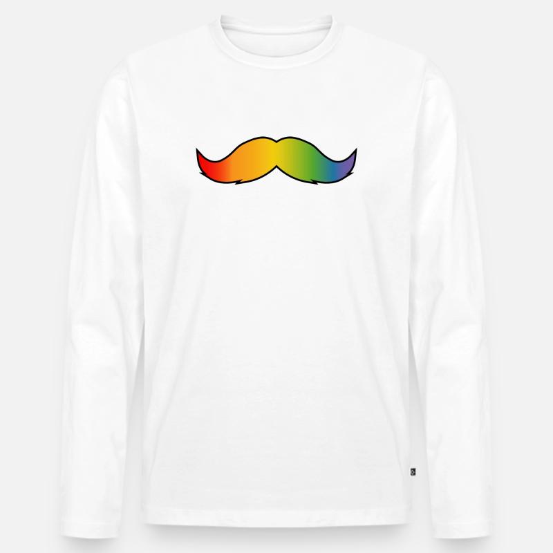 Regenbogen Bart queer schwarz - Männer Premium Bio Langarmshirt - Weiß