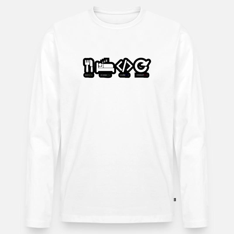 Code Sleep Wiederholung des Entwicklerlebens - Männer Premium Bio Langarmshirt - Weiß