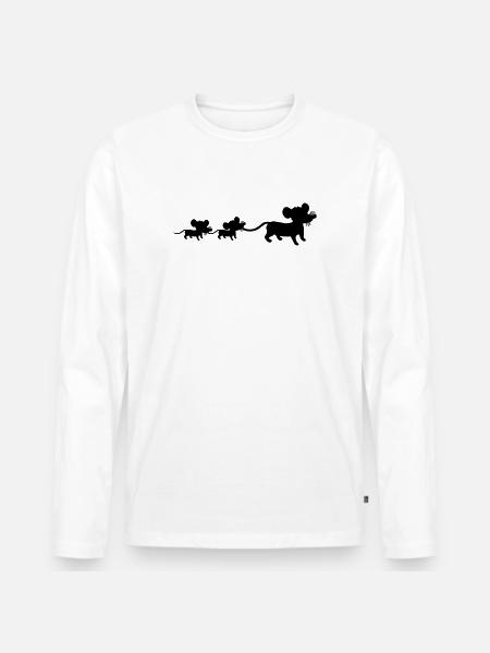 mus, familj, mamma, pappa, 2, barn, mamma, silhuett - Ekologisk långärmad premium-T-shirt herr - vit