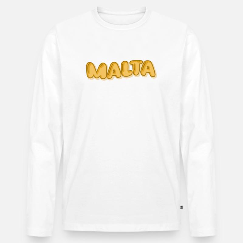 Comic Malta - Männer Premium Bio Langarmshirt - Weiß