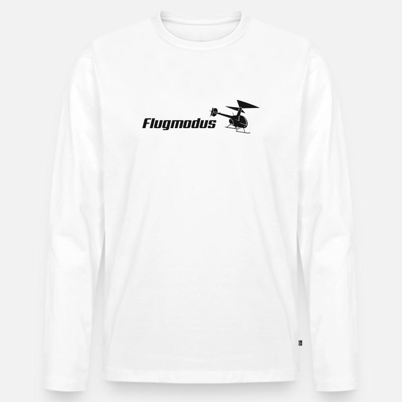 Flugmodus Hubschrauber - Männer Premium Bio Langarmshirt - Weiß
