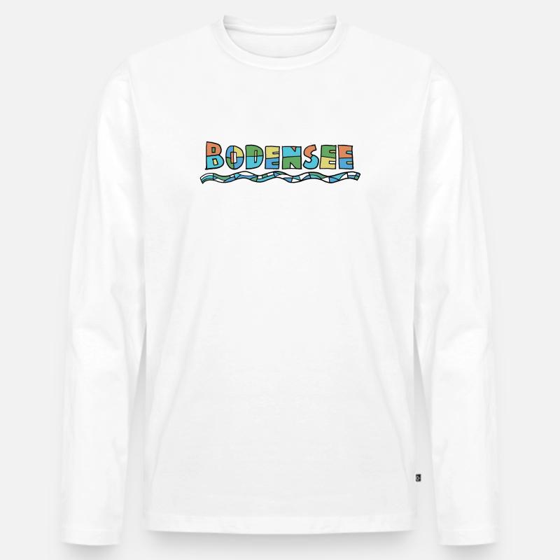 Bodensee Farbschrift - Männer Premium Bio Langarmshirt - Weiß