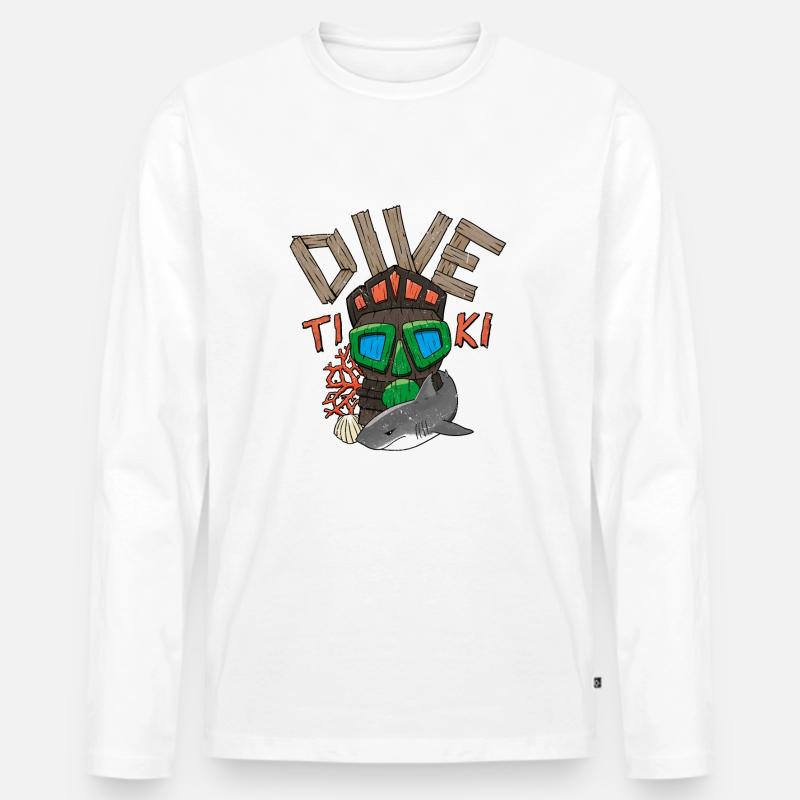 Dive-Tiki - Männer Premium Bio Langarmshirt - Weiß
