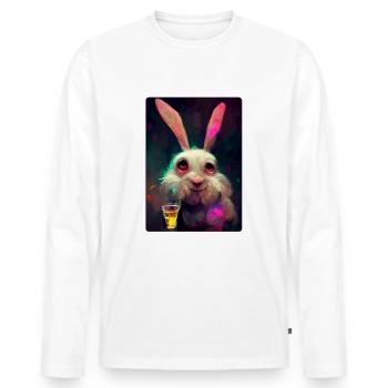 Lapin de fête ivre - T-shirt manches longues Premium bio Homme - blanc - Devant - Nico (187cm)