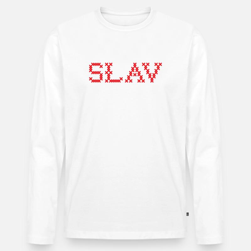 SLAV Slavic Folk Slawisch - Männer Premium Bio Langarmshirt - Weiß