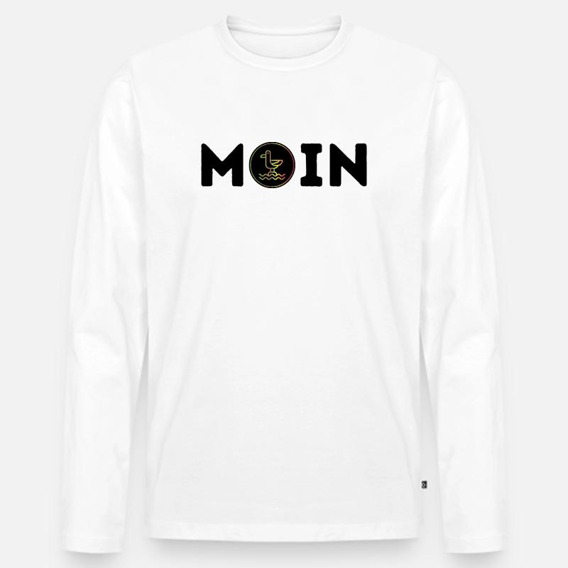 Moin mit Möwe - Männer Premium Bio Langarmshirt - Weiß