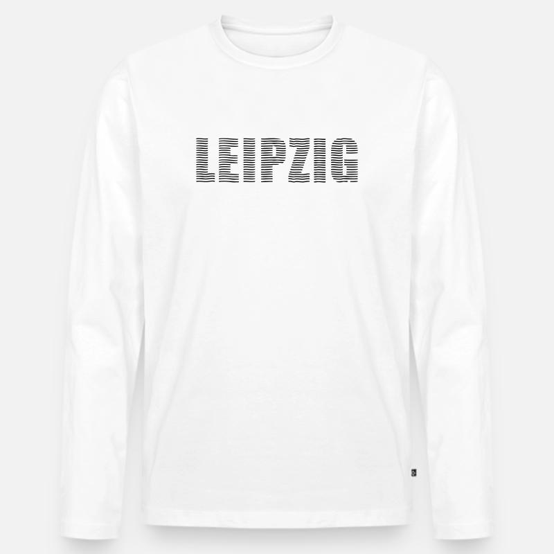 Leipzig Linienschrift - Männer Premium Bio Langarmshirt - Weiß