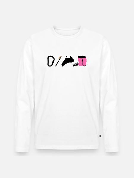 Kletterlogo Boulderemblem Kletterschuhe Bürste - Männer Premium Bio Langarmshirt - Weiß
