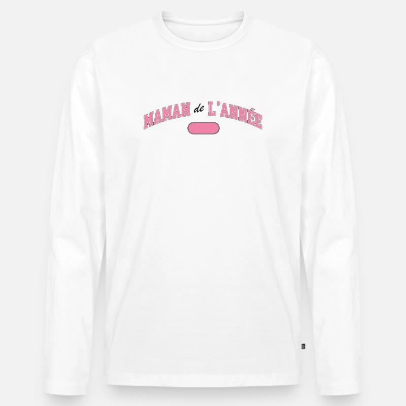 Maman de l’année – Französisches Mama-Statement - Männer Premium Bio Langarmshirt - Weiß