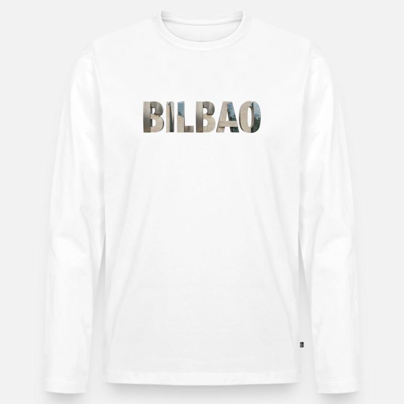 BILBAO – Modern Architectural Typography - Männer Premium Bio Langarmshirt - Weiß