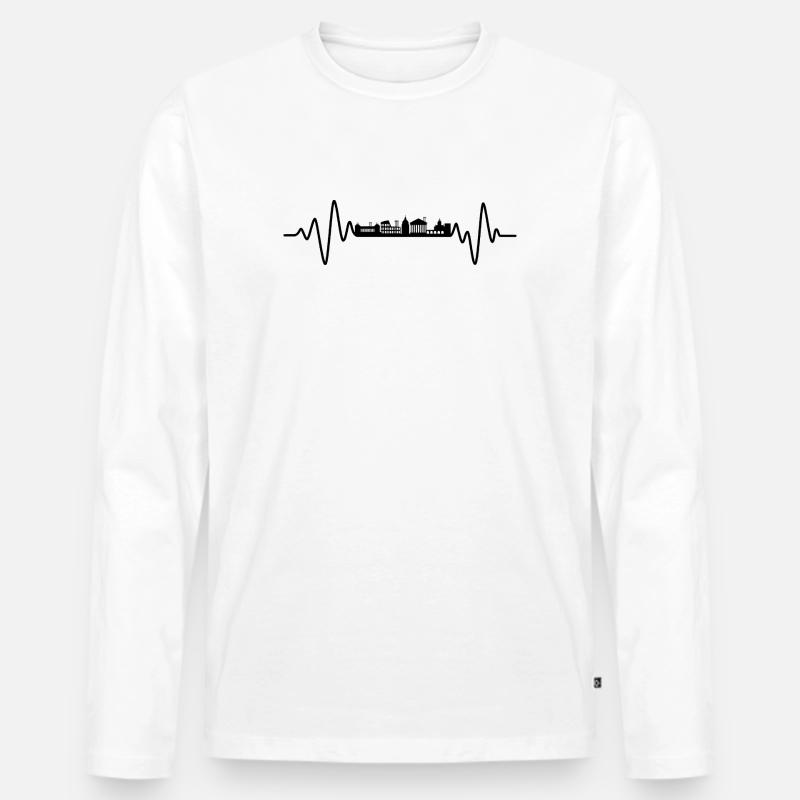 Rom Skyline Herzschlag Rom - Männer Premium Bio Langarmshirt - Weiß