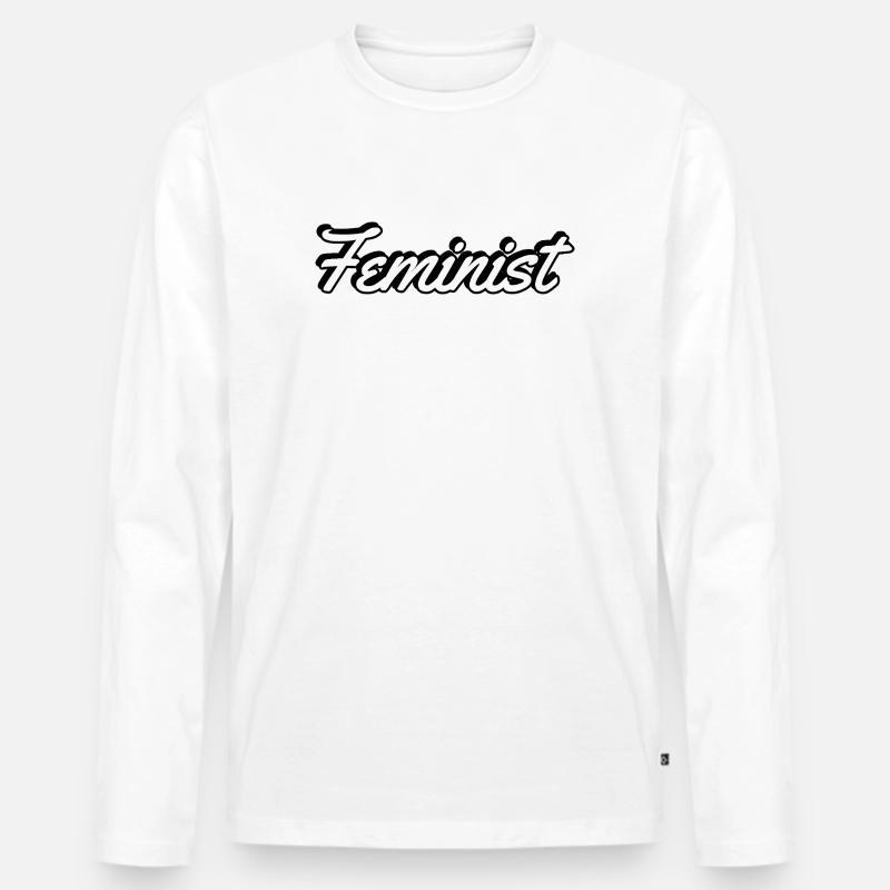 Feministisches Skript auf Bekleidung - Männer Premium Bio Langarmshirt - Weiß