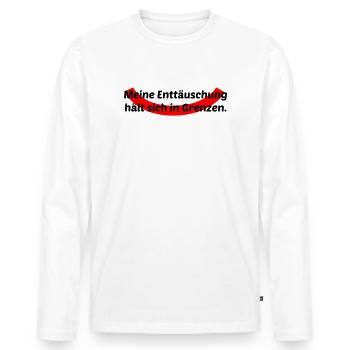 Enttäuschung in Grenzen - Männer Premium Bio Langarmshirt - Weiß - Vorne - Nico (187cm)