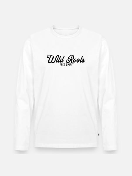 Wild Roots Free Spirit - Männer Premium Bio Langarmshirt - Weiß