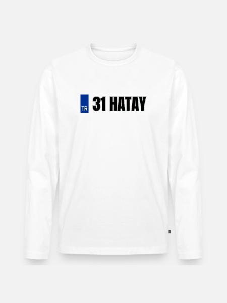 31 Hatay Kennzeichen | Türkisches Kennzeichen - Männer Premium Bio Langarmshirt - Weiß