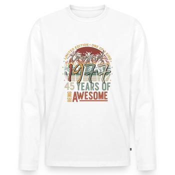 45 birthday 1977 vintage vintage birthday - Men's Premium Organic Long Sleeve Shirt - white - Front - Nico (187cm)
