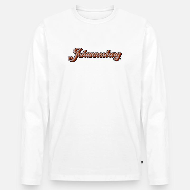 Johannesburg Retro Script - Männer Premium Bio Langarmshirt - Weiß