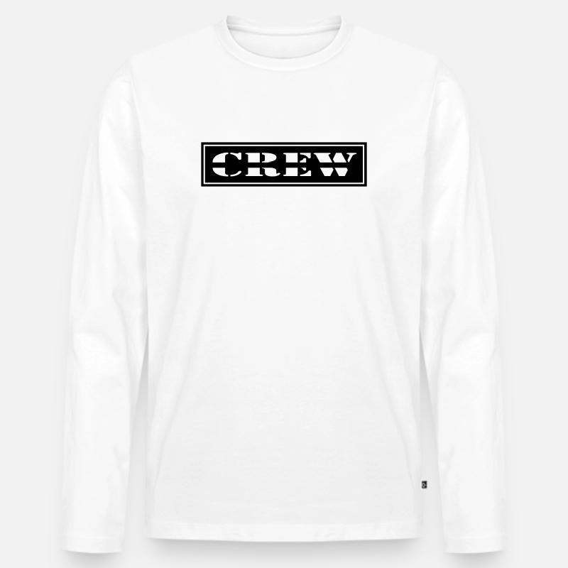Crew Design im Patch Format - Männer Premium Bio Langarmshirt - Weiß