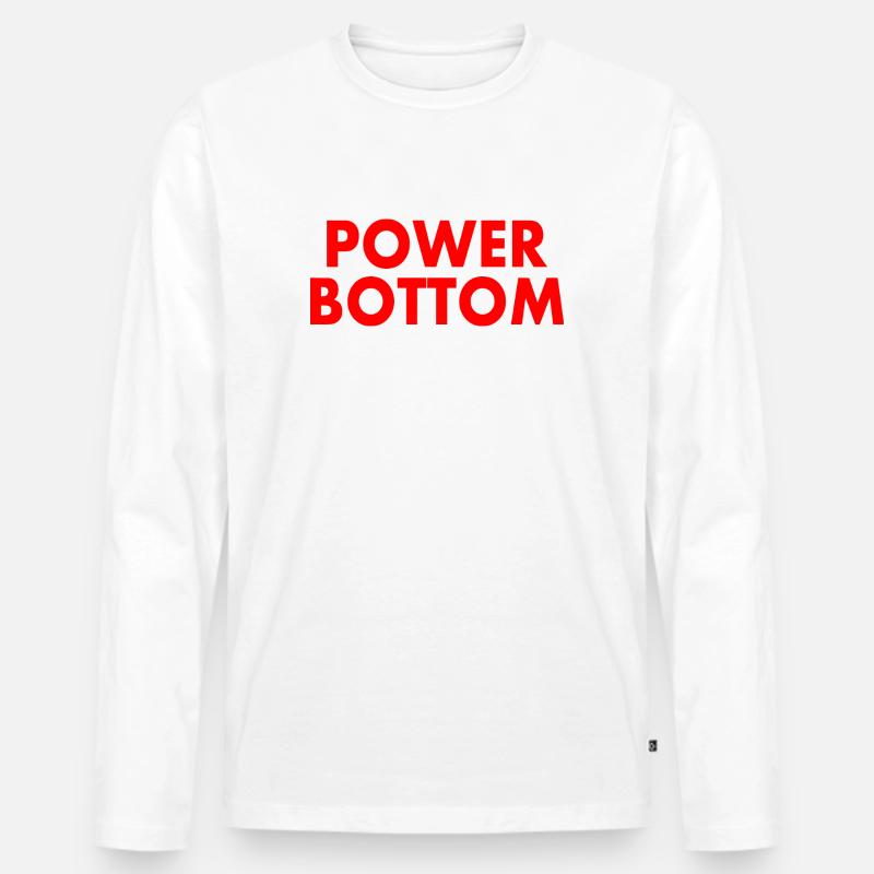 Power bottom - Männer Premium Bio Langarmshirt - Weiß