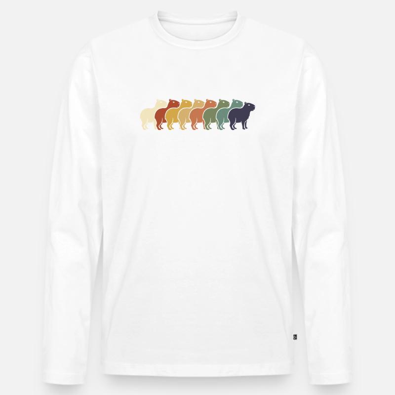 Regenbogen Kamelreihe - Männer Premium Bio Langarmshirt - Weiß