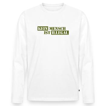 Personne n’est illégal - Migration - Illégalité - T-shirt manches longues Premium bio Homme - blanc - Devant - Nico (187cm)
