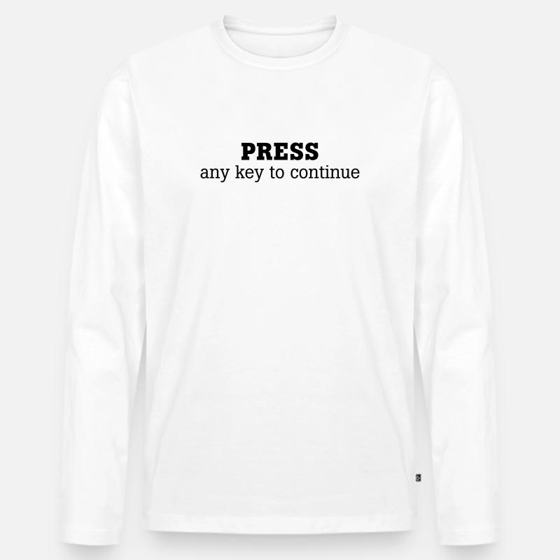 Press any key to continue - Männer Premium Bio Langarmshirt - Weiß